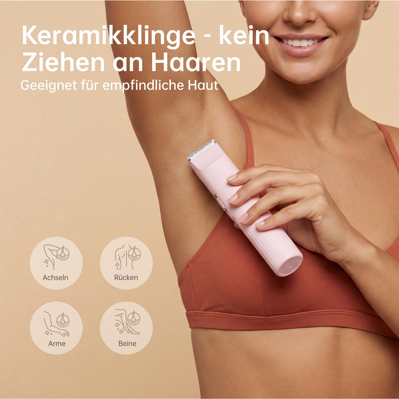 Damen Rasierer Elektrisch, 2 in 1 Intimrasierer für Frauen, Wiederaufladbar Trimmer Damen für Beine, Arme, Achseln und Bikinizone, Rosa