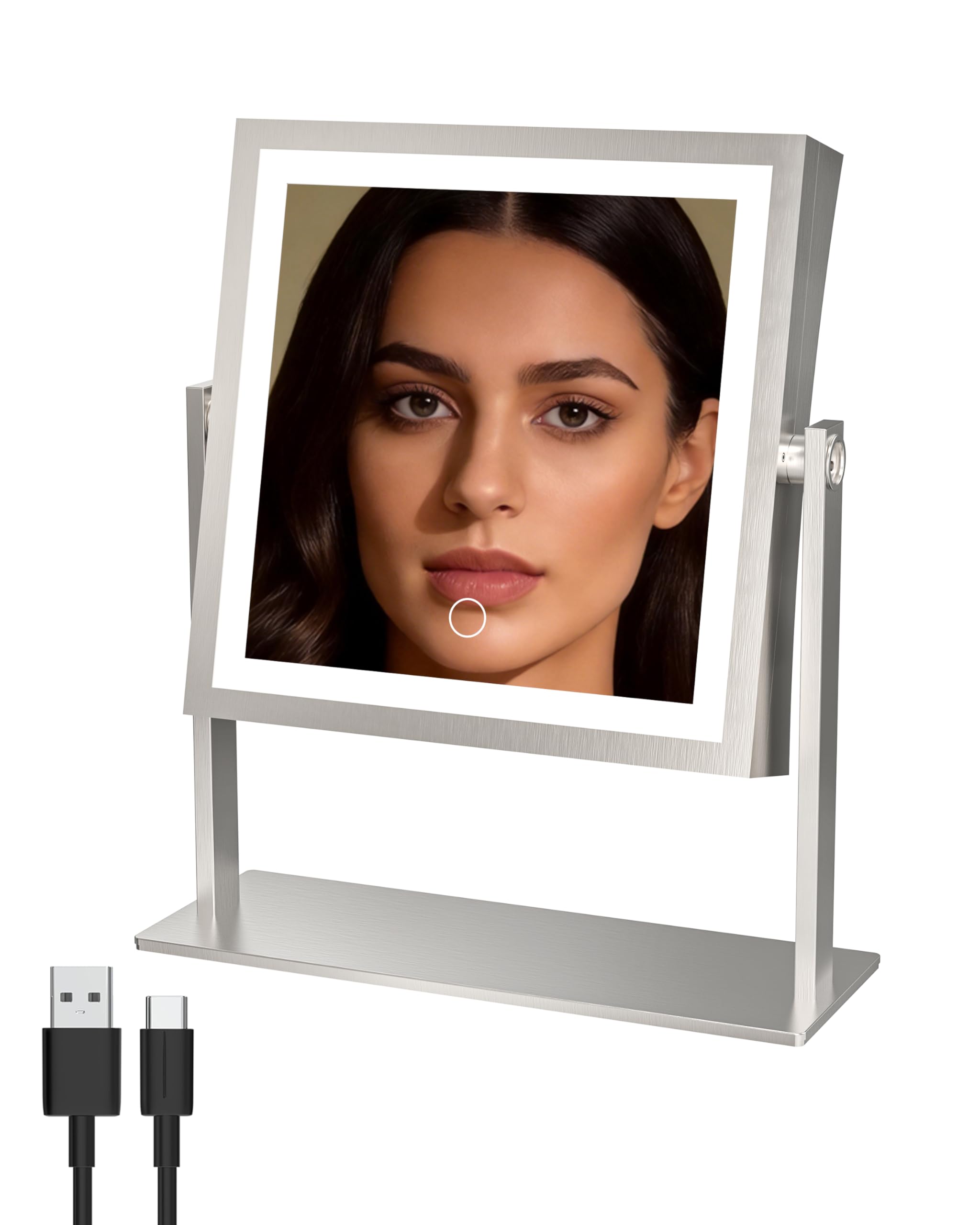 Miroir de courtoisie avec lumières LED miroir grossissant 10x tactile rotatif 360° Ruacq