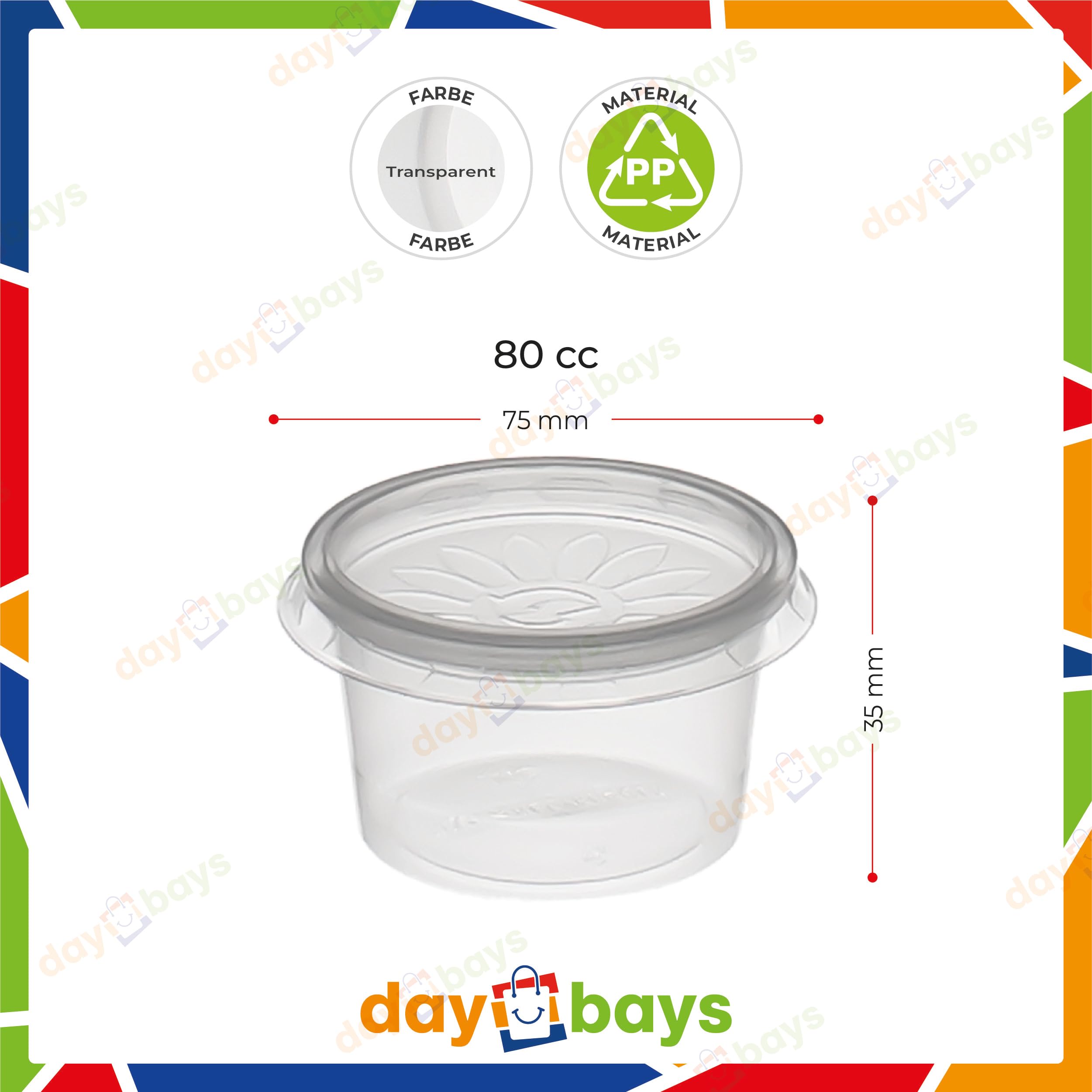 500 Stück Dressingbox (Saucecup) 80 ml Transparent mit Deckel aus Kunststoff Auslaufsicher BPA-frei für Dressings Saucen Dips