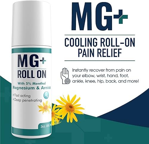 Miniatura 2 de MARS WELLNESS MG+ - Rollo de enfriamiento para aliviar el dolor (3 onzas), rollo de árnica de acción rápida en mentol, magnesio y árnica al 5 %,
