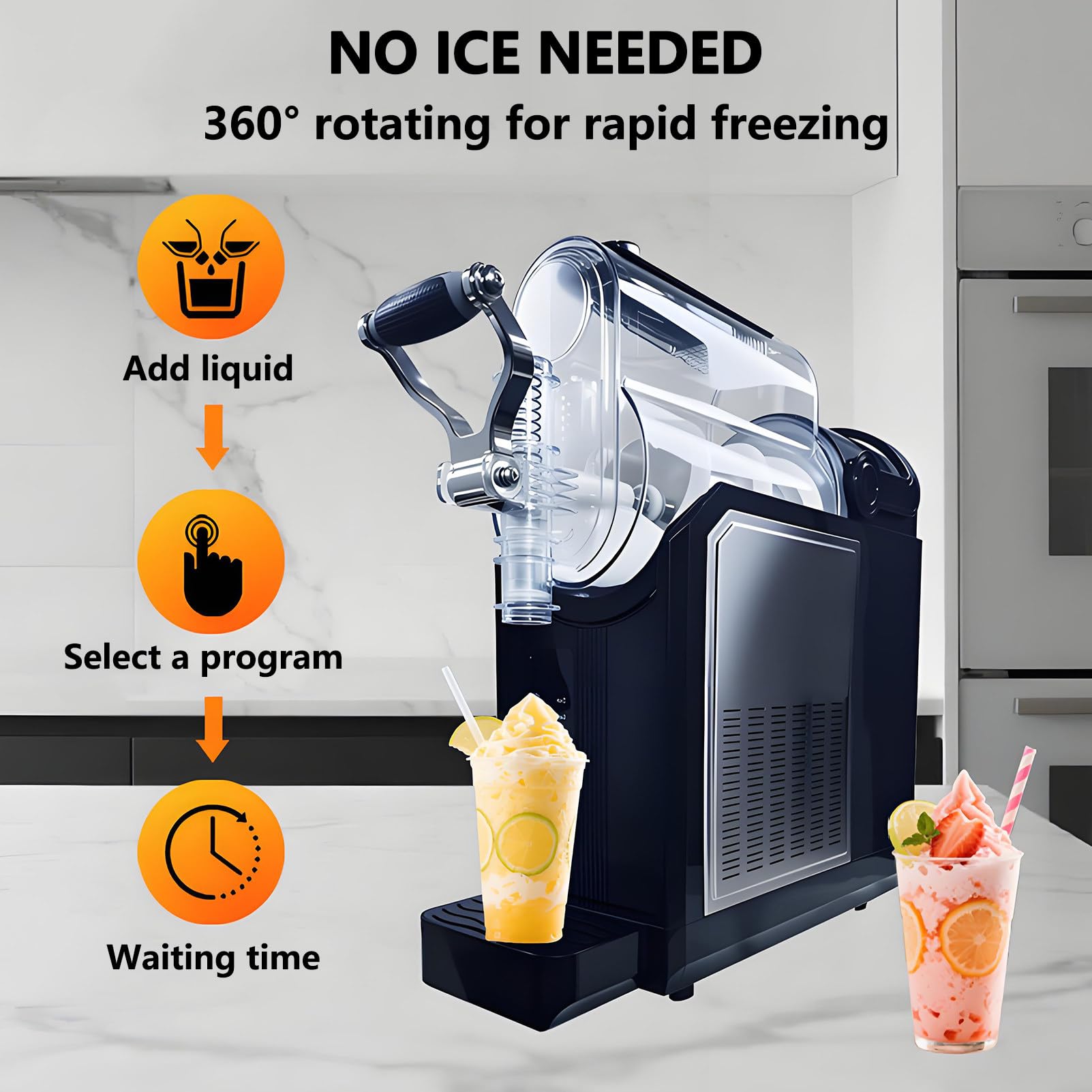 Máquina de Granizados Sin Hielo con 5 Modos, Granizadora Máquina de 3 litros con Control Táctil y Autolimpieza, para Granizados, Cócteles Helados, Frappés, Batidos y Zumos