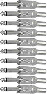 1/4 Inch TS Audio Phono Tone Male Plug Cable Connector - 1/4" 6.35mm TS Guitar Cable Plug (jcx) (10 Pack)