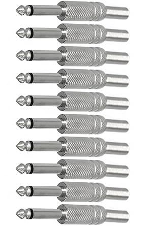 CESS 1/4 Inch TS Audio Phono Tone Male Plug Cable Connector - 1/4" 6.35mm TS Guitar Cable Plug 10 Pack