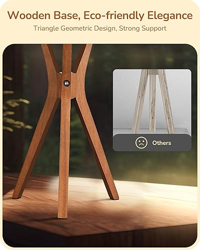 Miniatura 2 de EDISHINE Lámpara de mesa de ratán de 17.5 pulgadas, lámpara de noche de madera con pantalla tejida de cuerda de papel hecha a mano, lámpara de