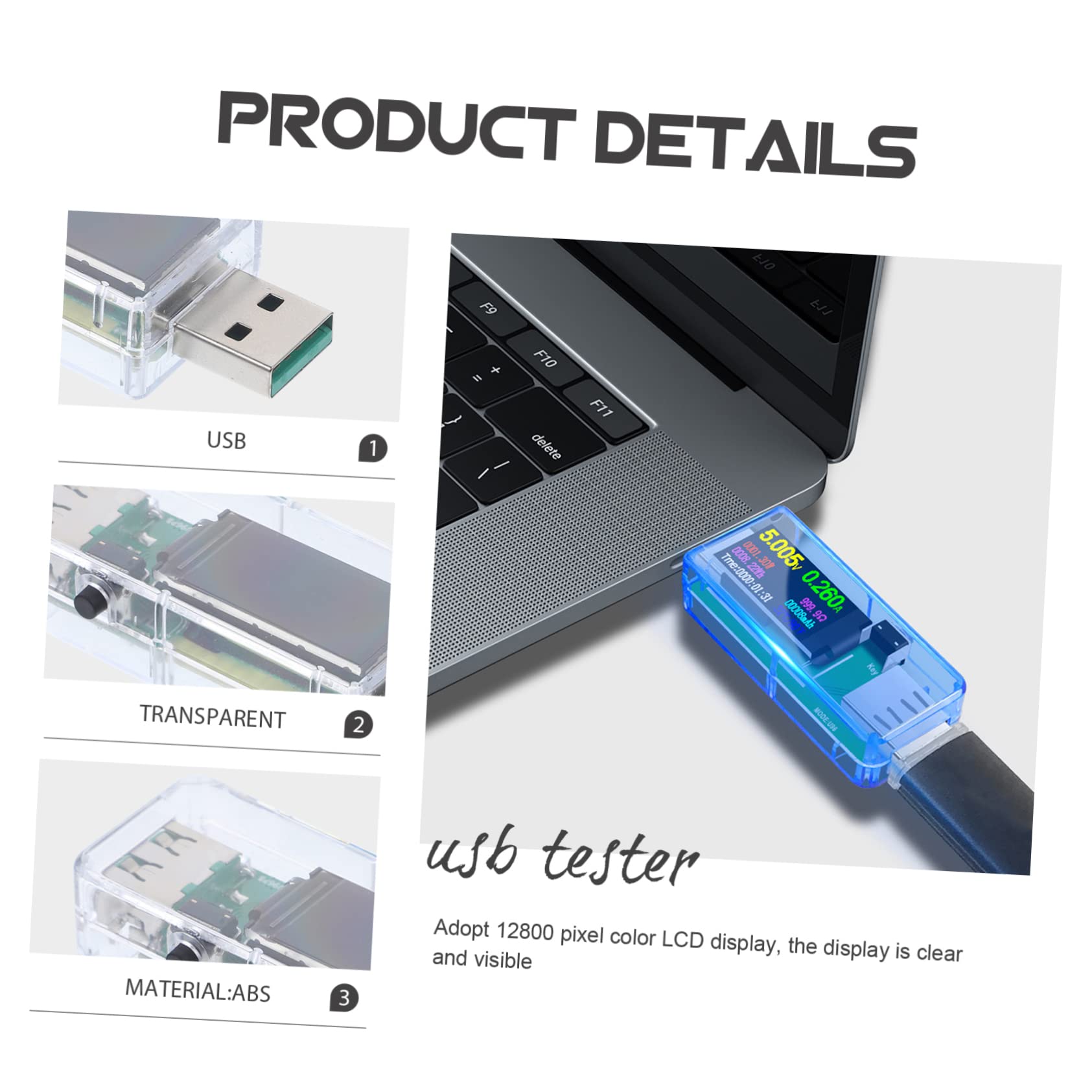 Homoyoyo 5stücke Usb Tester Mit Farbdisplay Multimeter Zur Messung Von Spannung Und Kapazität Geeignet Für Handy Und Laptop-ladegeräte Powerbanks Und Usb-geräte Misst Ladezustände