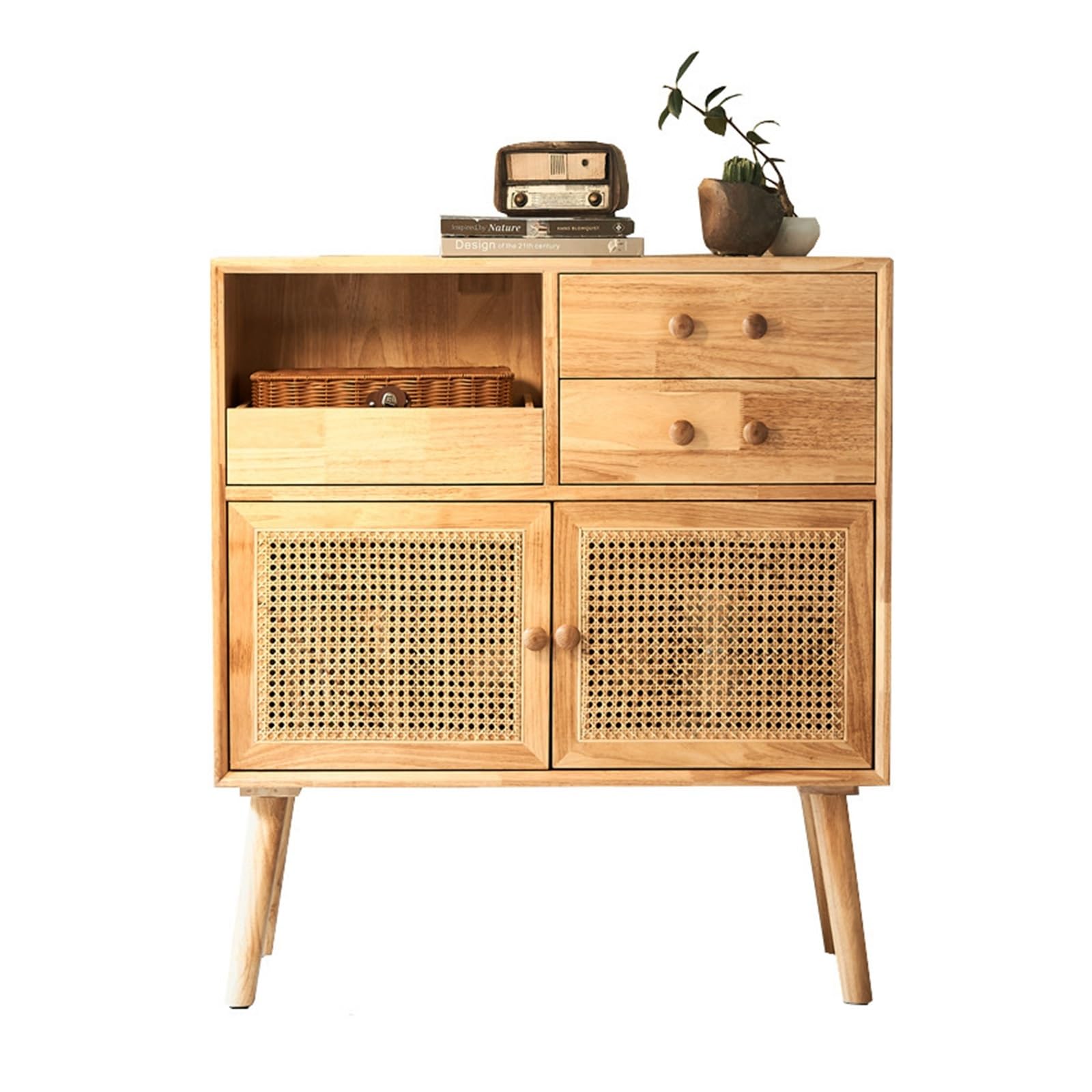 Buffetschrank Wohnzimmer Massivholz Rattan Lagerschrank Haushalt Mit Schublade Esszimmerschrank Anrichte Sideboard