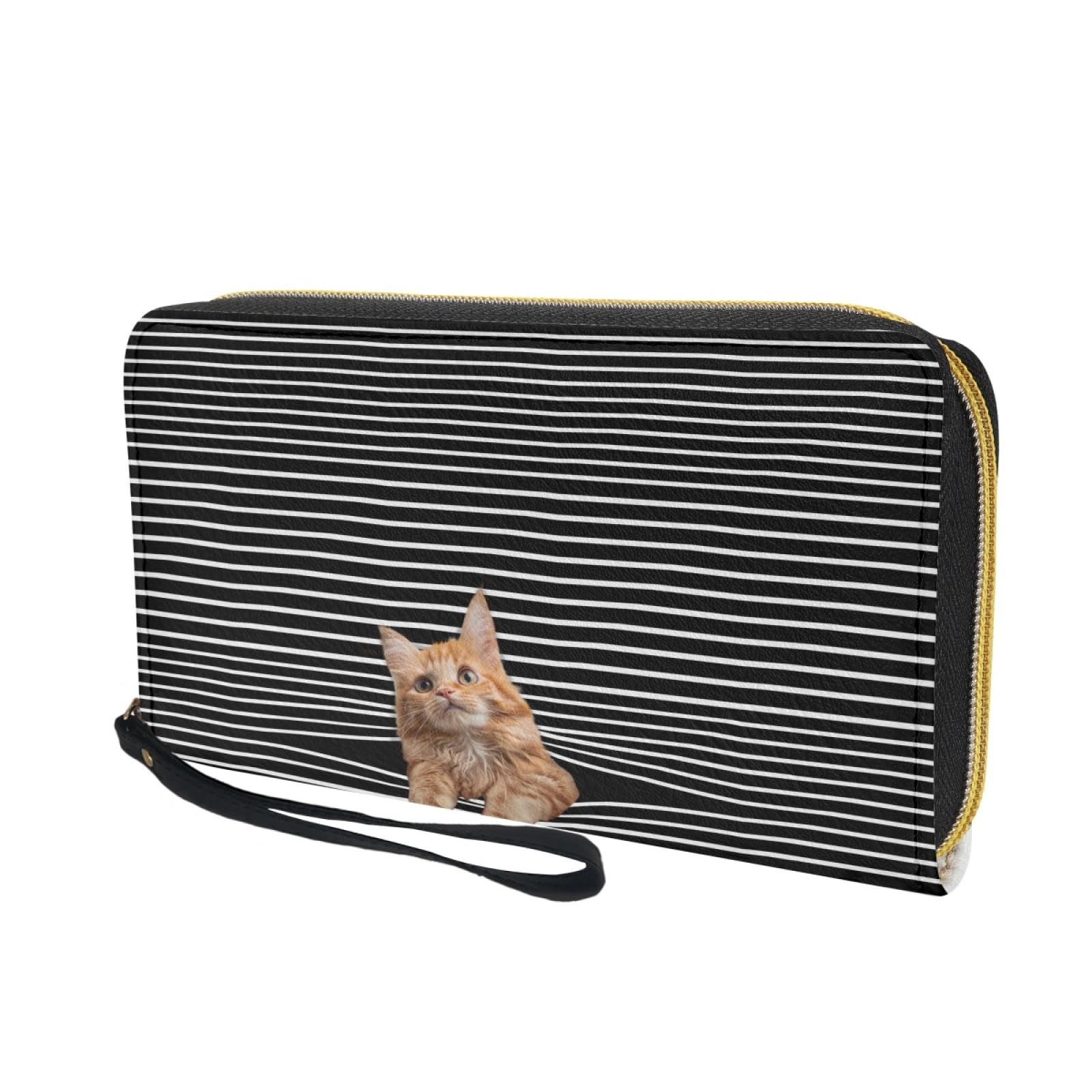 Portafoglio Donna Portamonete Porta Carte di Credito Donna Uomo Wallet | Portafogli con Zip e Cinturino da Polso Leggero Durabile Portatile,Impermeabile Cuoio,Gatto Astratto 11x20cm/3 Unità