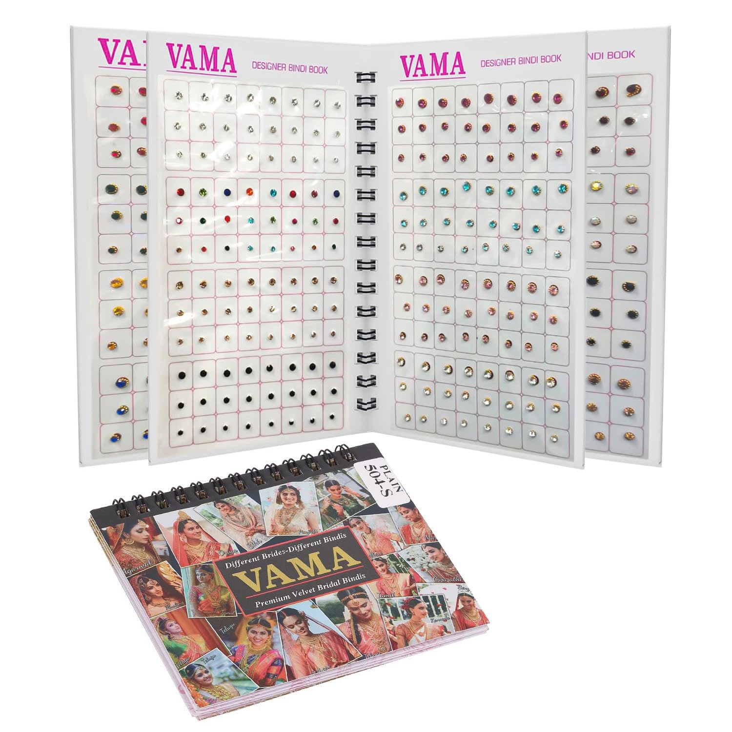 VAMA Fashions Multicolour Stone Self Adhesive Kumkum Bindis Sticker Bindiya Bride Groom Forehead Bindi Spiral Book Booklet for Women & Girls (Multi Size Bindi Book)-image-2