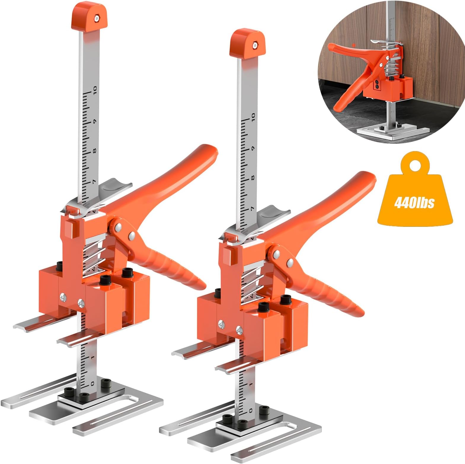 Labor Saving Arm - 440lbs Multifunctional Furniture Lifter Jacks, Lever Arm Lifter, Drywall Lift, Wall Tile Locator, Door Panel Lifting Cabinet Jack, Board Lifter, 15.5" (2PCS)