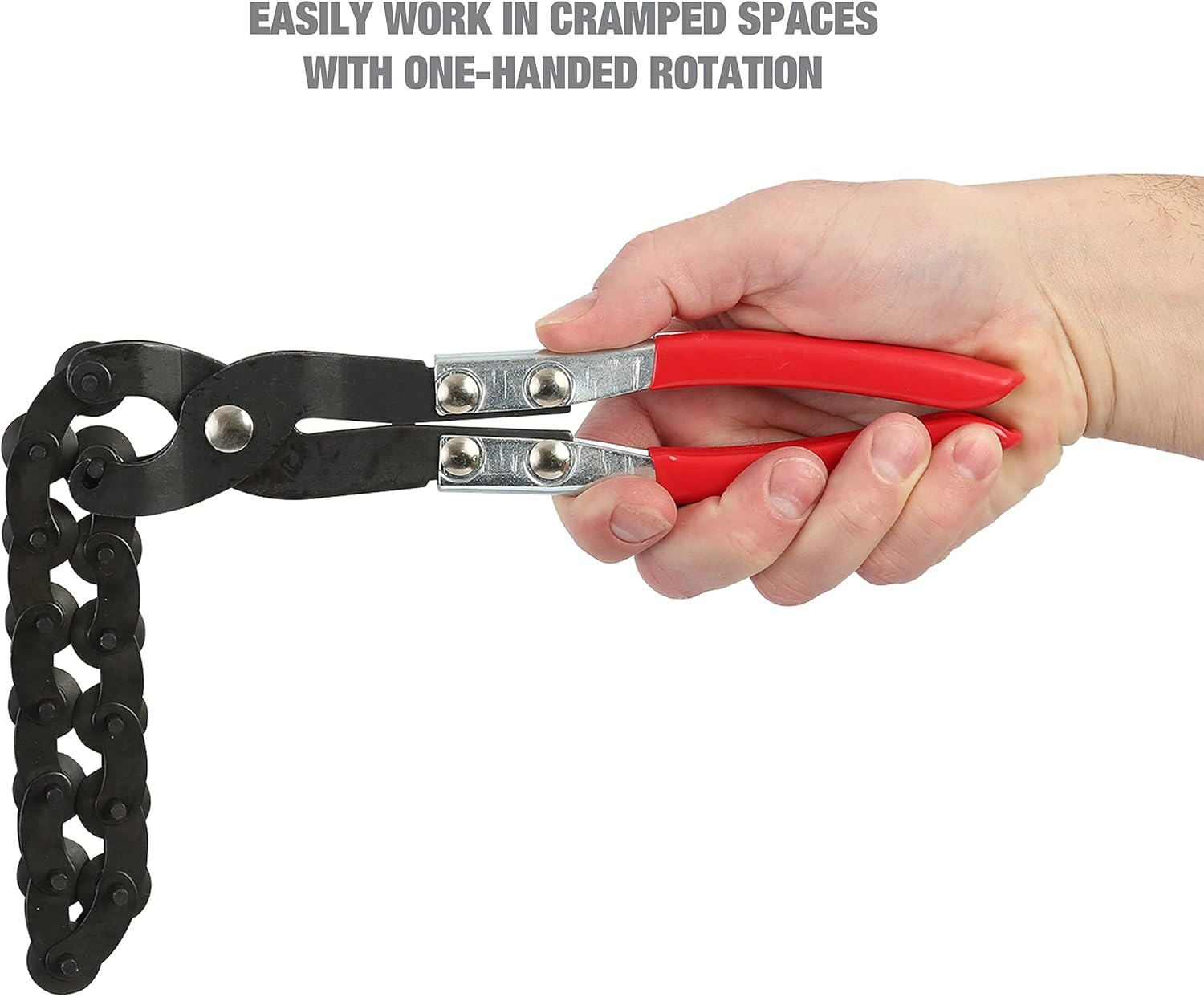 OEMTOOLS 27045 Exhaust Cutter, Cuts 3/4" to 3-1/4" Pipe, Durable Chain Cutter Tool, Easy One-Handed Rotation, Compact Pipe Cutter Chain for Tight Spaces