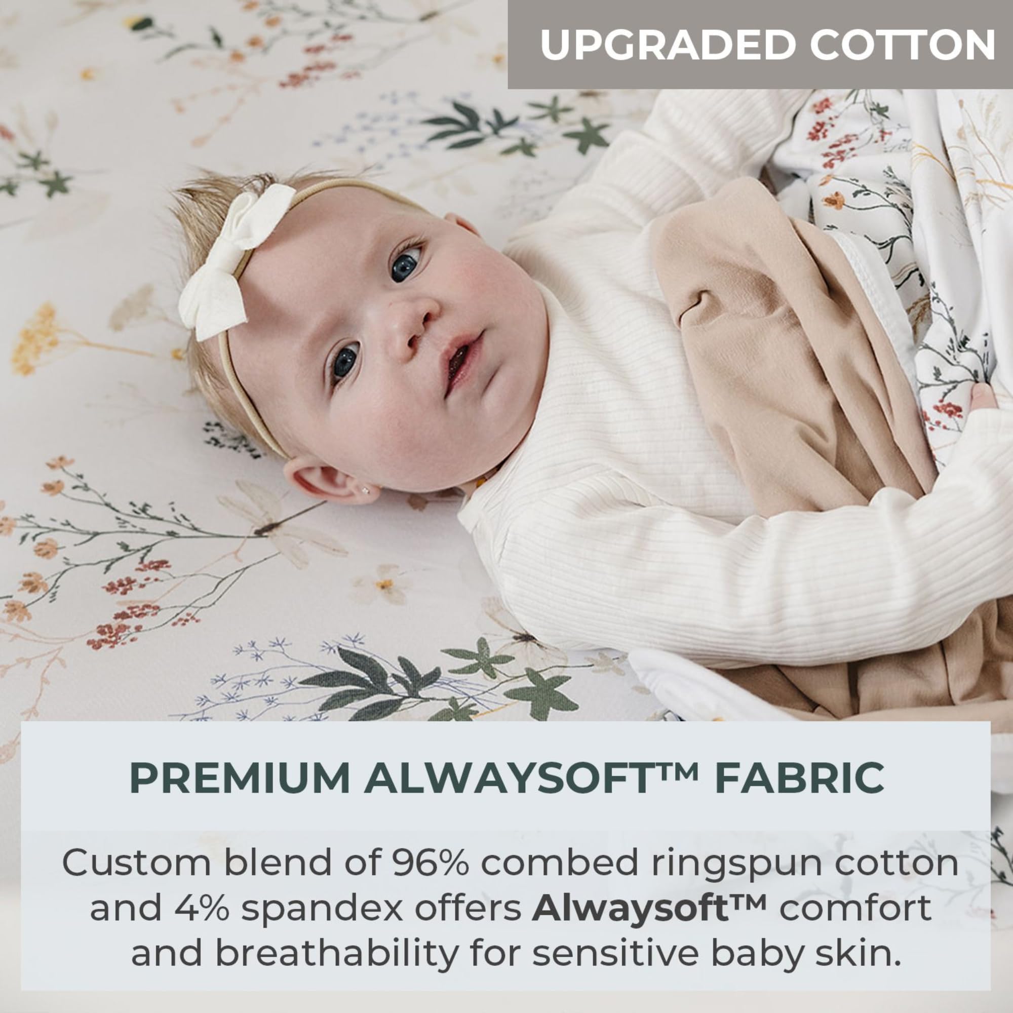 Pobibaby - 2 Pack Premium Fitted Baby Girl Crib Sheets for Standard Crib Mattress - Ultra-Soft Jersey Knit, Safe and Snug, and Stylish Floral Crib Sheet (Wildflower)