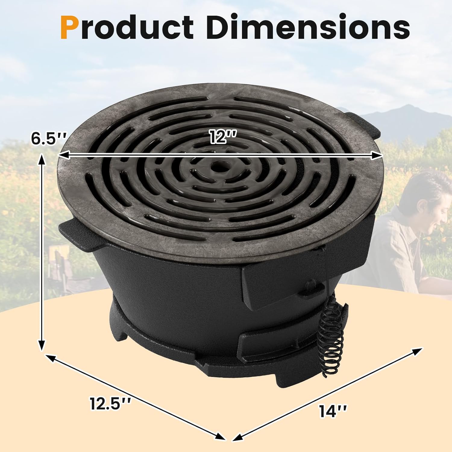 Giantex Cast Iron Hibachi Grill, Portable Japanese BBQ Charcoal Grill with Double-Sided Grate, Air Regulating Door & Fire Gate, Tabletop Camping Grill for Outdoor Cooking, Backyard, Picnic