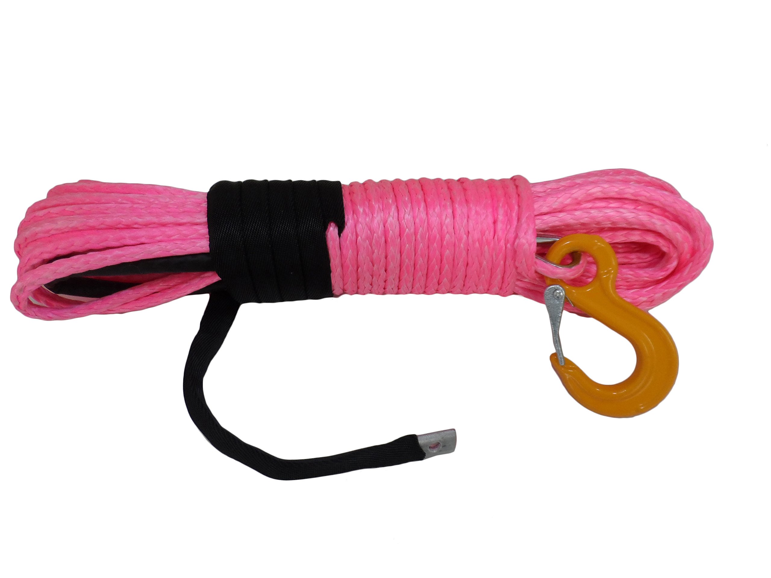 Corde de treuil synthétique 8mm x 28m avec crochet pour remorquage de véhicule tout-terrain