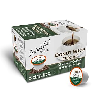 Bostons Best - Hearty Donut Shop Decaf Medium Roast Coffee, Delicious Gourmet, Compatible with Keurig Coffee Maker, 1 Count 12 Single Serve Cups