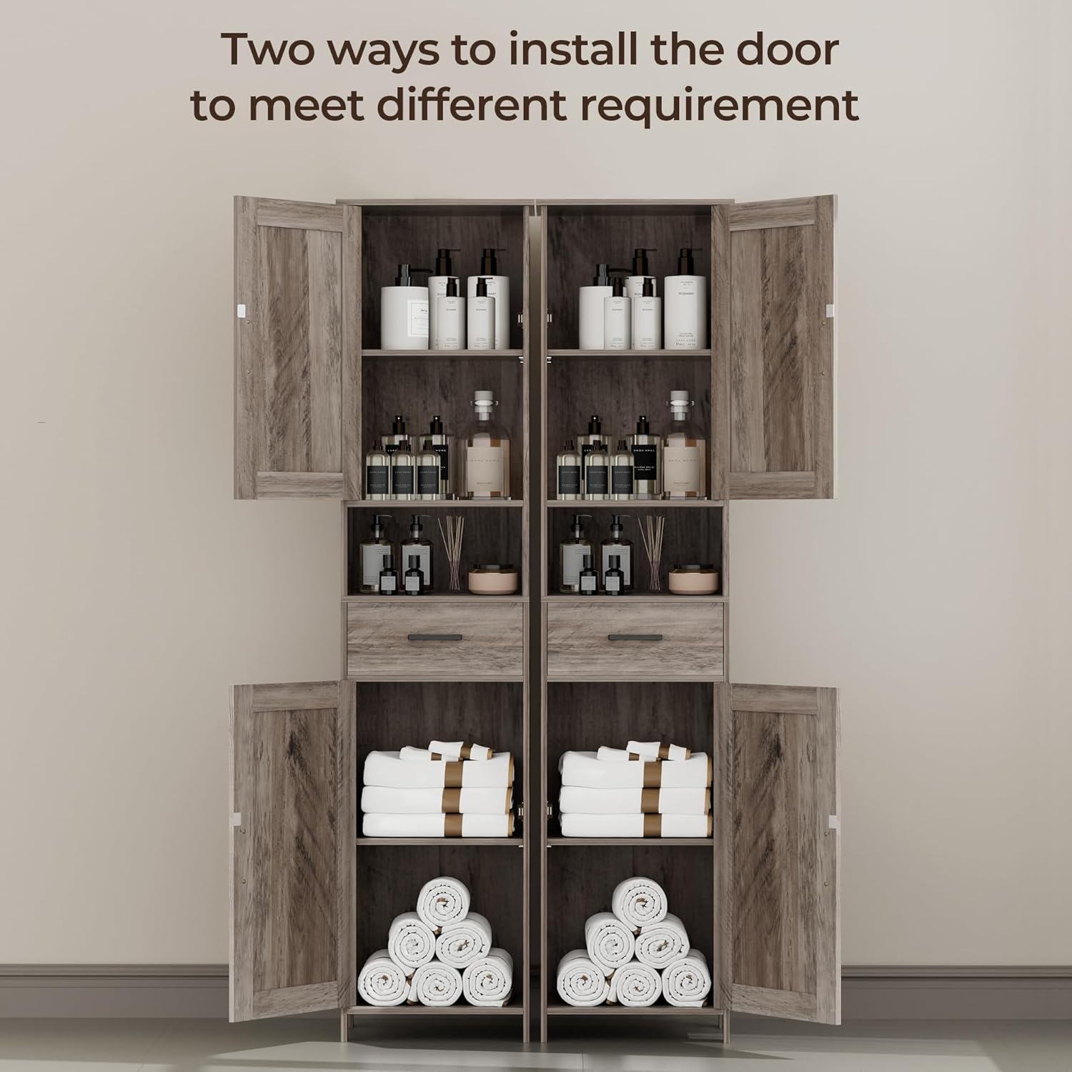 Homhedy 2-Door Barn Storage Cabinet: Two Ways to Install
