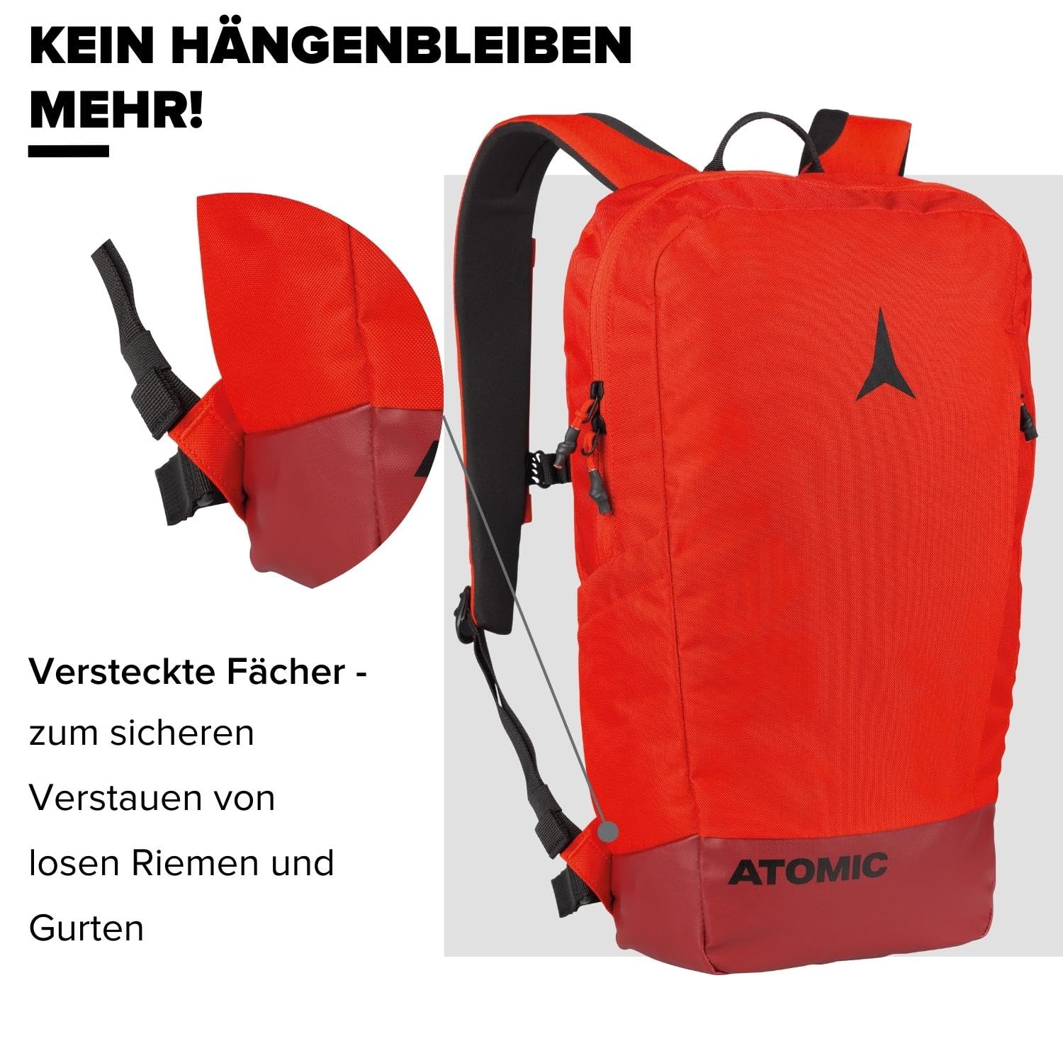 Salomon ATOMIC PISTE PACK - Rot - Tagesrucksack - Mit EVA-Rückenpanel für Tragegefühl & Aufprallschutz - Rucksäcke für das ganze Jahr - Ski-Rucksack im ATOMIC Style