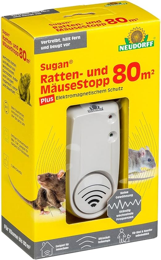 Neudorff Sugan Ratten- und Mäuse Stopp 80qm, Ultraschall-Gerät für ...