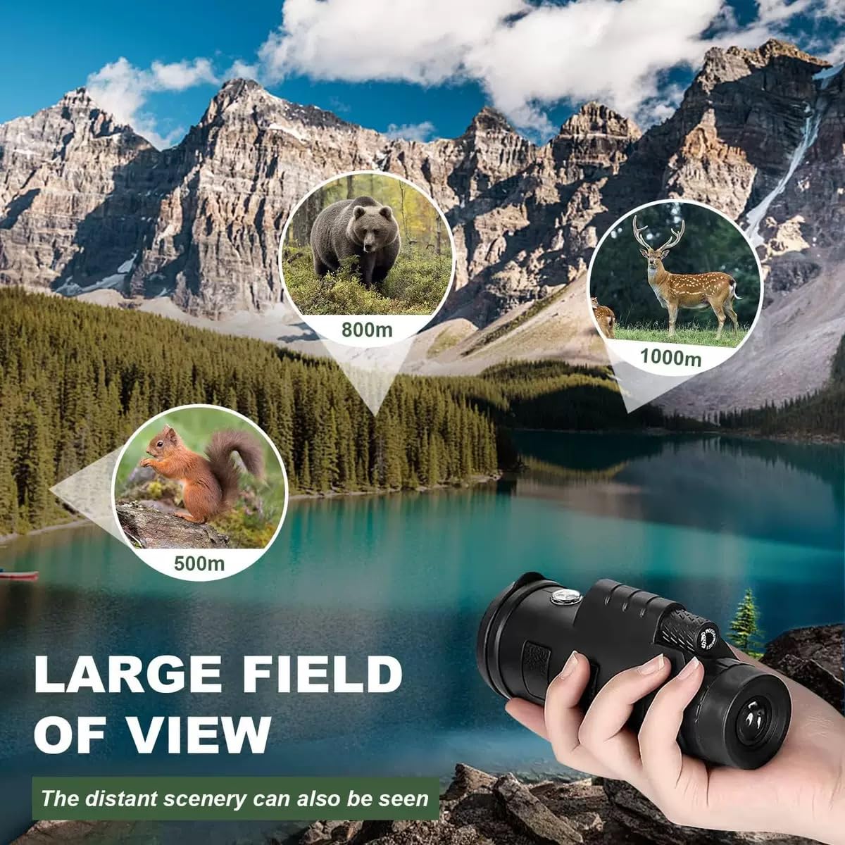 Monocular, Télescope monoculaire 12X50,Telescope Monocular, Monoculaire HD avec Trepied pour Smartphone pour l'Observation des Oiseaux Concerts Chasse