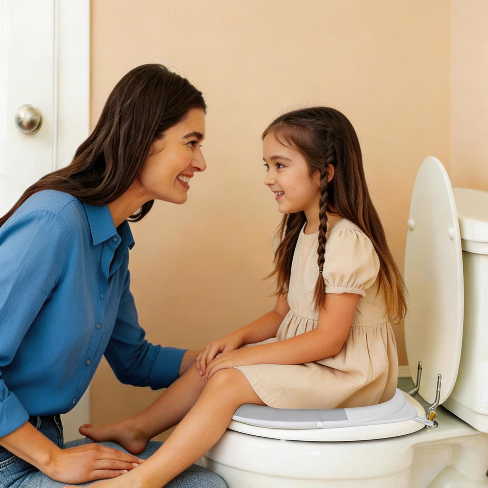 Bebamour Sedile WC pieghevole per bambini, portatile, da viaggio, con cuscinetti antiscivolo e paraspruzzi, compatto e leggero, adatto per WC standard del Regno Unito,coniglio