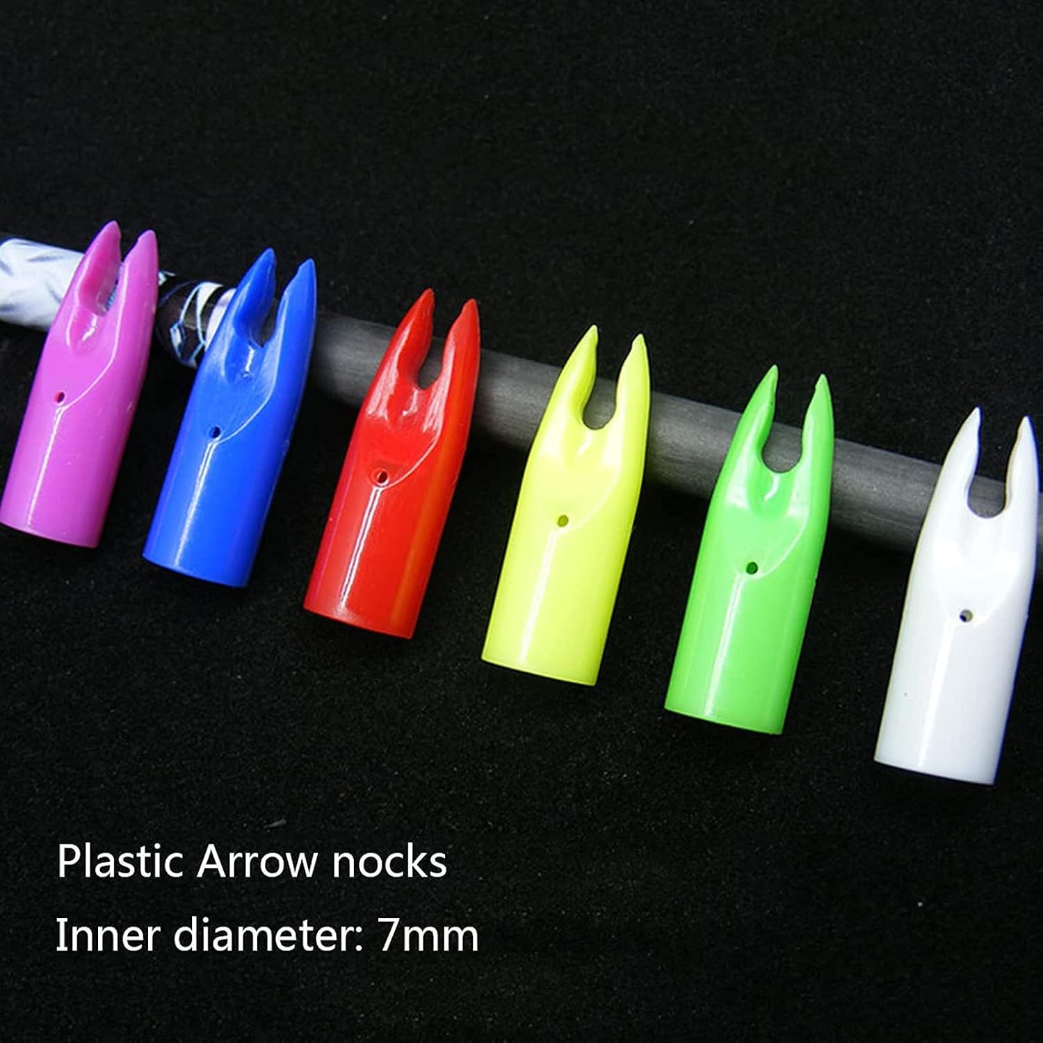 50 Pack Archery Arrow Nocks Plastic Nocks Replacement Arrow Tail Glue On 7mm Arrow Shaft Archery Nocks for DIY Arrows End Accessory