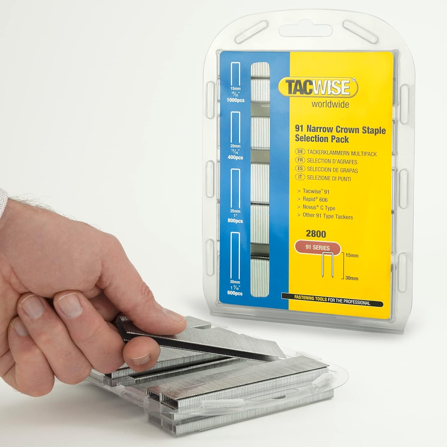 Tacwise 0204 Selection Pack of Type 91/15-30 mm Galvanised Narrow Crown Staples, Pack of 2800