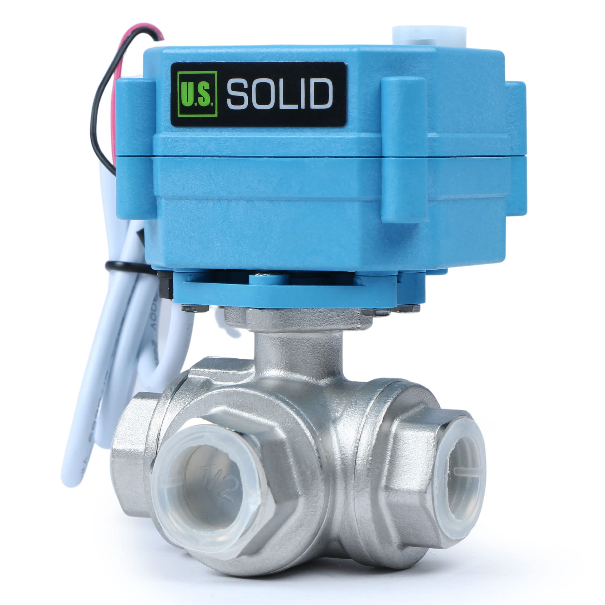 Electric 3 Way Motorized Ball Valve, Heavy Duty Multipurpose L Type Water Shutoff Valve, 3 Way Valve with Manual Function - Image 2