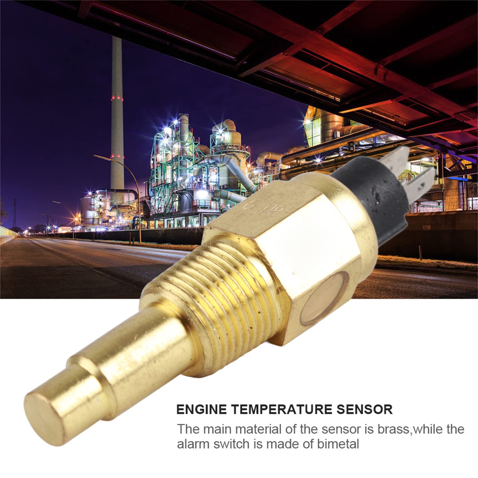 ViaGasaFamido Sensor de Temperatura del Agua del Motor Profesional 3/8 "Npt 6 24V Sensor de Temperatura del Aceite Accesorio Auxiliar Ajuste para Motor