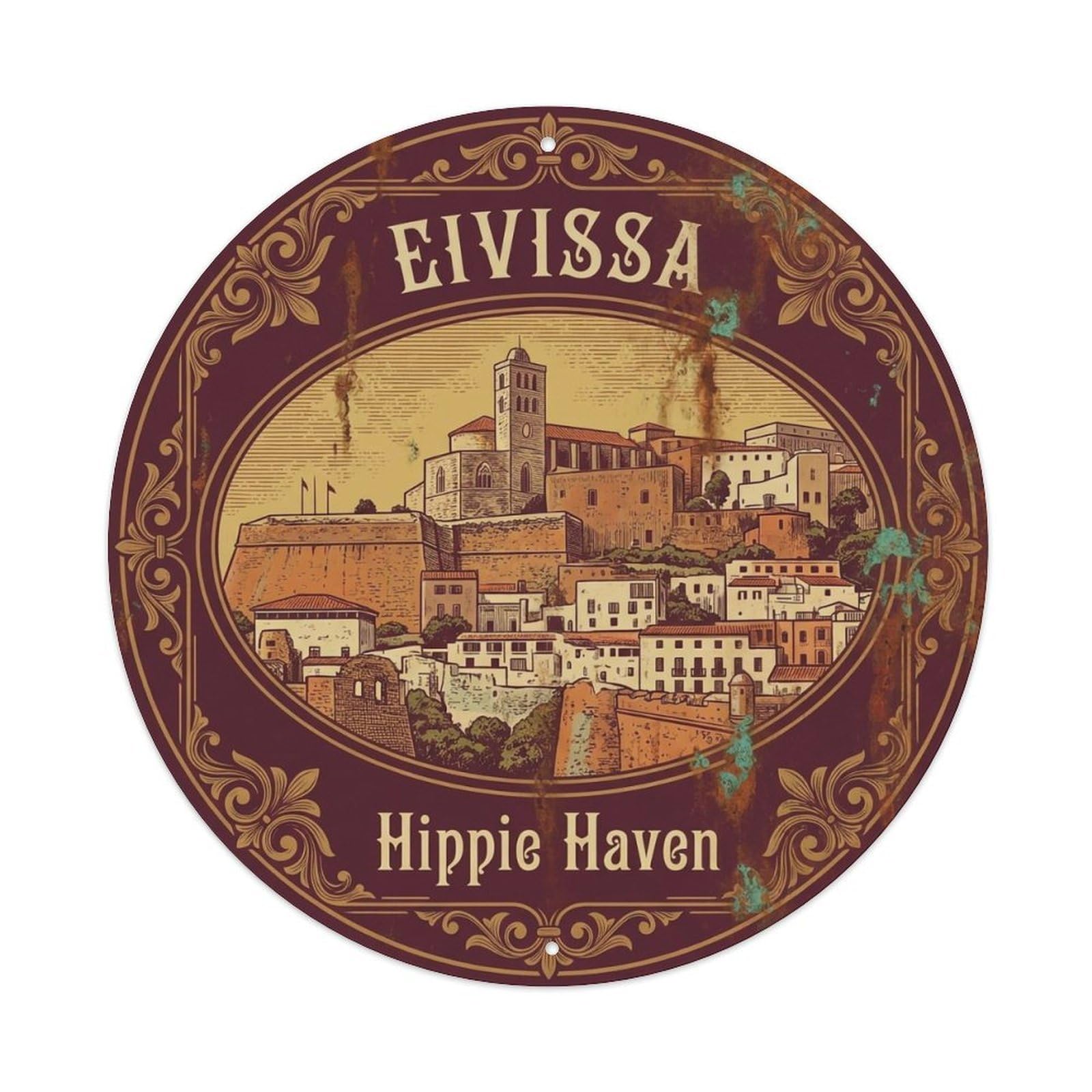 Vintage Travel Ibiza Spain Historic Metal Tin Sign