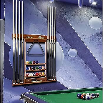Amazon.co.jp: ビリヤード用壁キューラック、木製ビリヤード