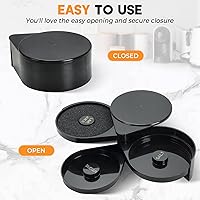 Vista 5 de MAOPINER Herramienta de barman de vidrio de 3 niveles con esponja, 3 bandejas de vidrio de plástico negro con borde de azúcar, jugo de lima, sal