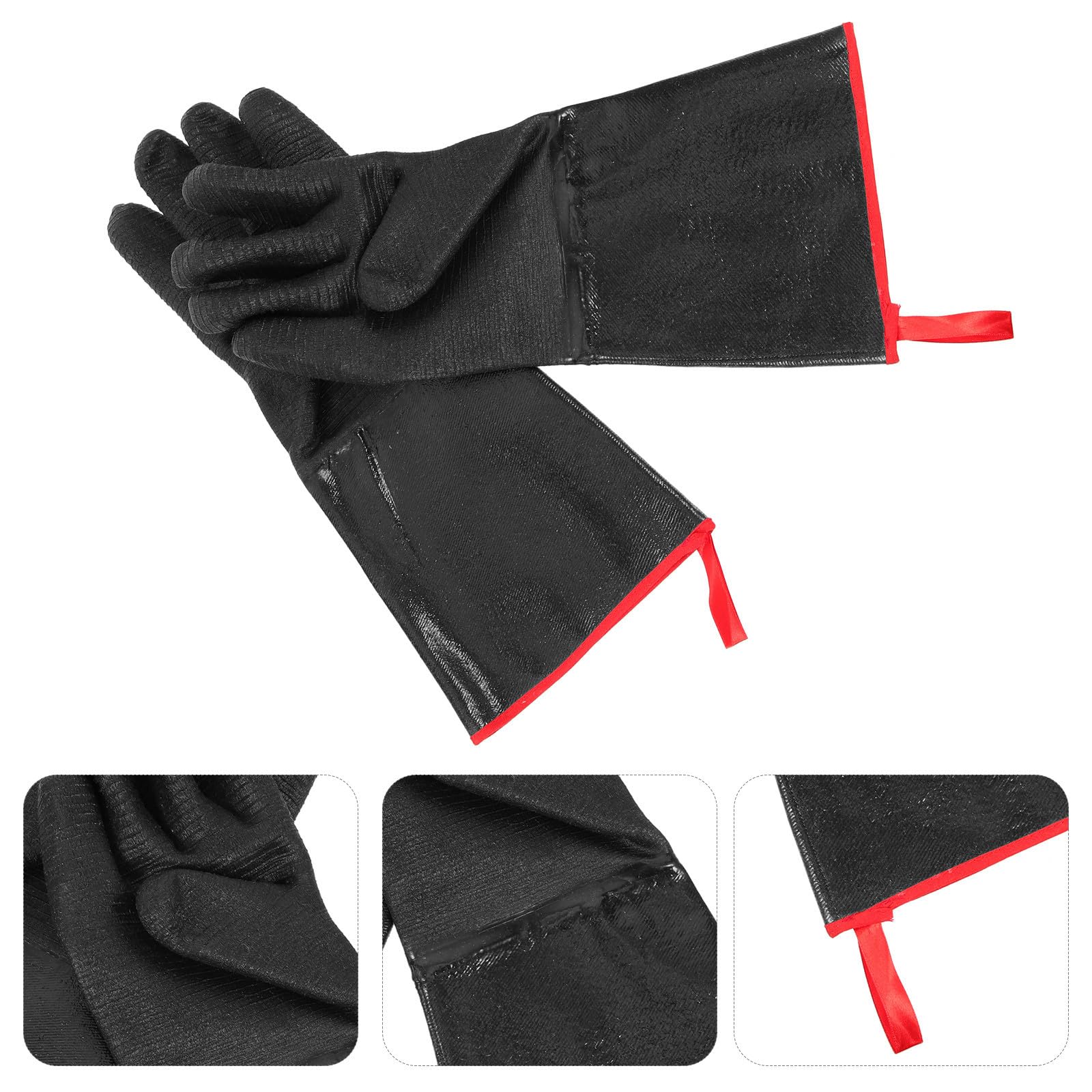 Guanti Resistenti al Calore in Neoprene Nero, Antiscivolo e Lavabili, Protezione per Mani da Cucina e Fornello, 1 Paio di Guanti Termici per Lavoro e Barbecue