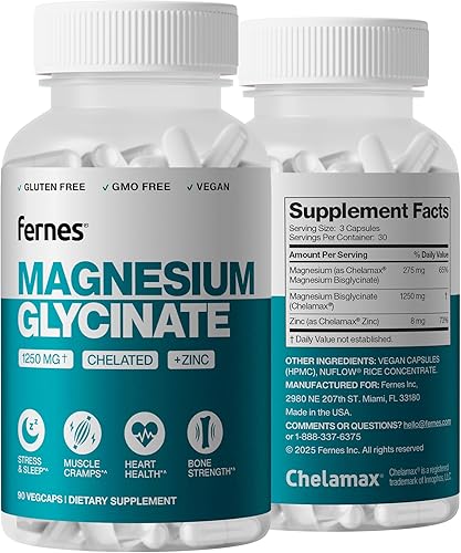 Suplemento de glicinato de magnesio puro con zinc, magnesio quelado de alta absorción, vegano, sin OMG, magnesio limpio para apoyo muscular y del