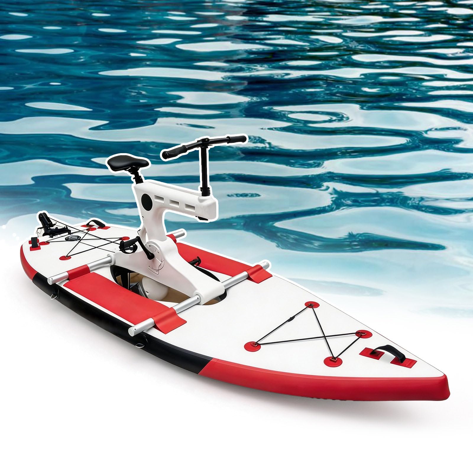 SICWEDIM Water Bike Pedal Boat, Inflatable Water Bike, Mobile Water Bike, Water Entertainment Equipment Banana BoatSea Bike For Water Fitness Lake Cruising Camping Travel (Red)