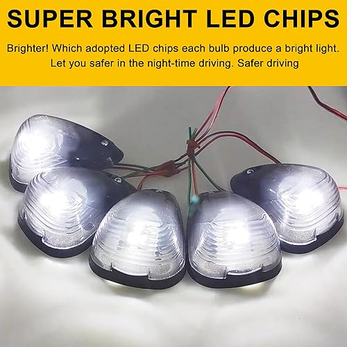 Miniatura 7 de WINETIS 5 luces de marcador de cabina de techo con bombillas LED blancas de repuesto compatible con Ford F150 F250 F350 F450 F550 F650 F750 E150