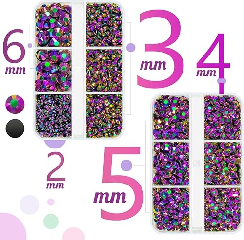 Vista 87 de Diamantes de imitación rojos de resina AB para manualidades de 0.079 in, 0.118 in, 0.157 in, 0.197 in, 0.236 in, parte trasera plana, gemas de Rojo