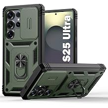 PASNEW Military Case for Samsung Galaxy S25 Ultra,6.9",Army Green | 360+100Metal Kickstand,Slide Camera Cover,Military Multi-Layer Rugged Shockproof