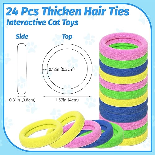Miniatura 3 de Juguetes para gatos, 24 unidades, juguete de goma para masticar, juguetes interactivos para gatos para matar el tiempo, pulseras coloridas bandas
