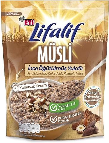 Eti Lifalif İnce Öğütülmüş Yulaflı Fındıklı, Kakao Çekirdekli, Kakaolu Müsli 250 g