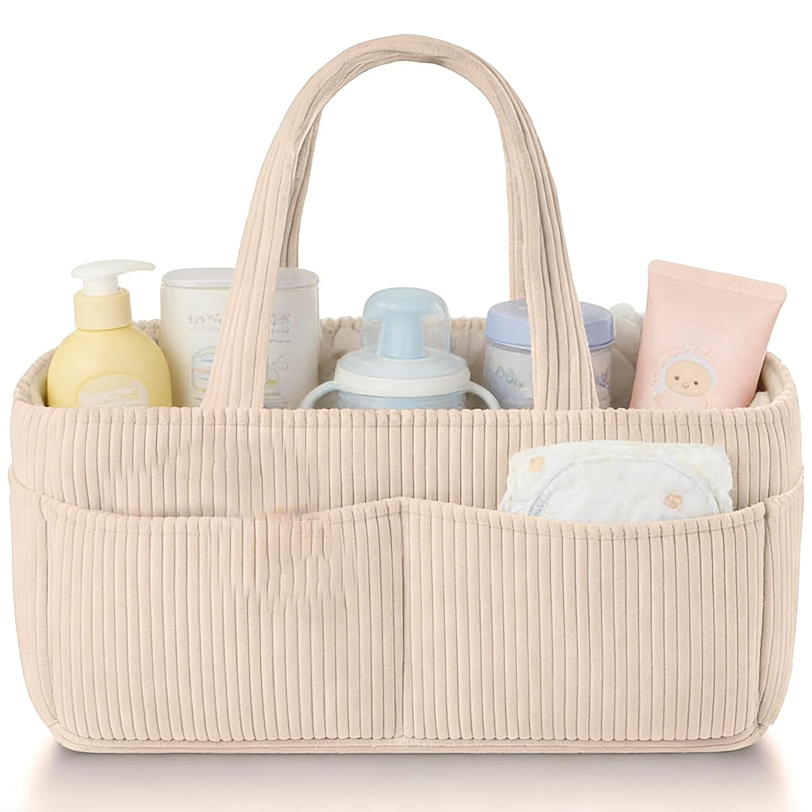 GBKDQQ Organiseur de sac à langer bébé multifonction portable compartiments amovibles peluche beige