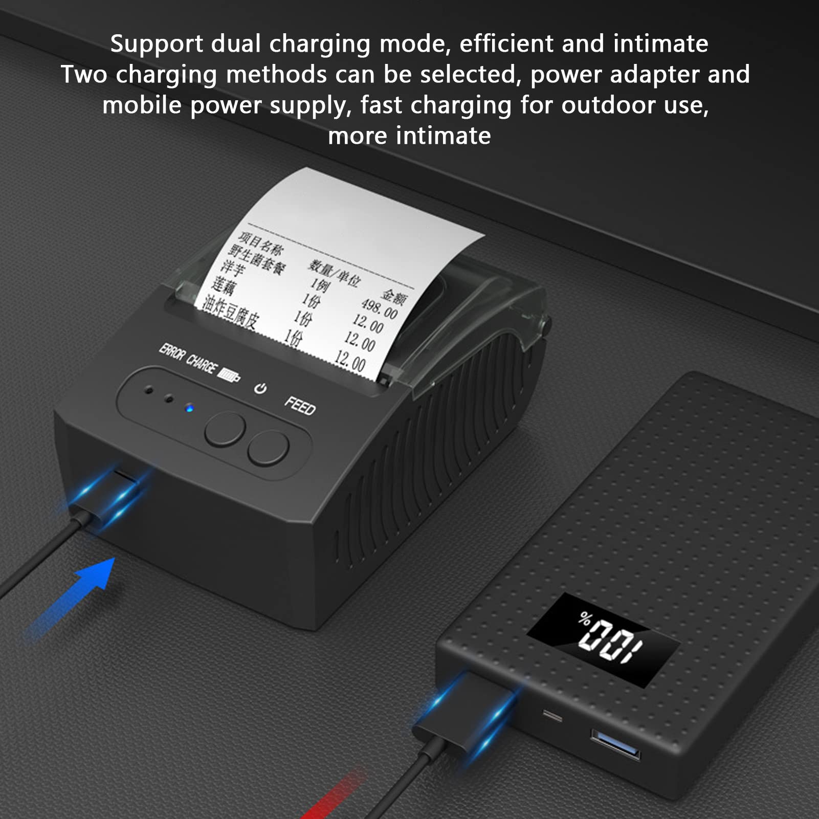 Fockety POS-Drucker 58 Mm – Tragbarer Thermo-Belegdrucker Mit USB Und Bluetooth, Tintenfrei, Kompatibel Mit Android Und Windows – Ideal Für Restaurants Und Einzelhandel (EU-Stecker)