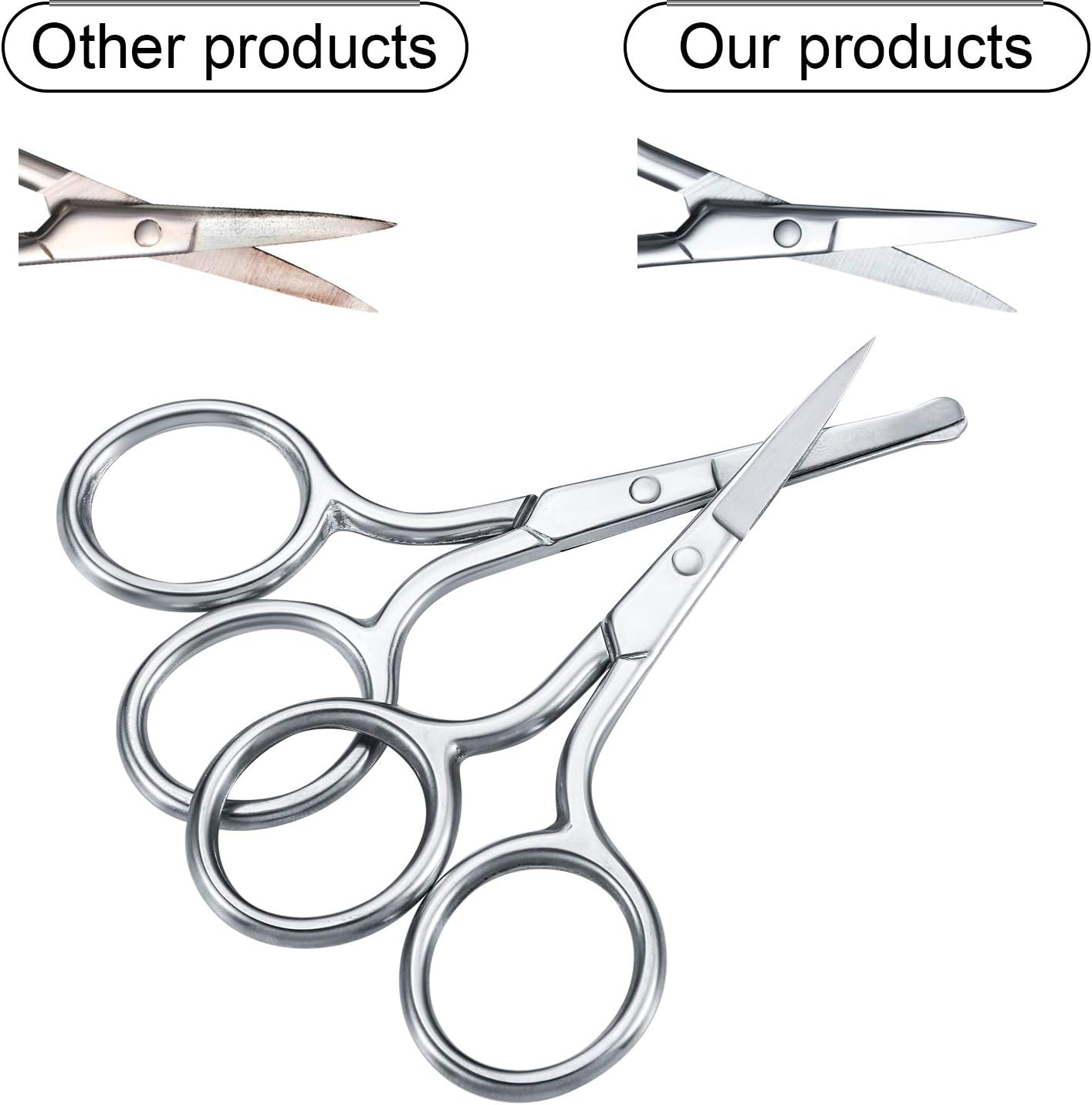 Mudder 4 pack Facial Hair Scissors Eyebrow Grooming Scissors Beard Nose Hair Trimming Scissor Curved and Rounded Stainless Steel Tip Scissor with Eyebrow Brush : Beauty & Personal Care