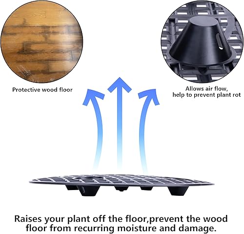 Miniatura 3 de 8 elevadores de macetas a nivel de plantas, soportes para plantas, platillo de maceta de 12 pulgadas para evitar la pudrición y daños en patio y