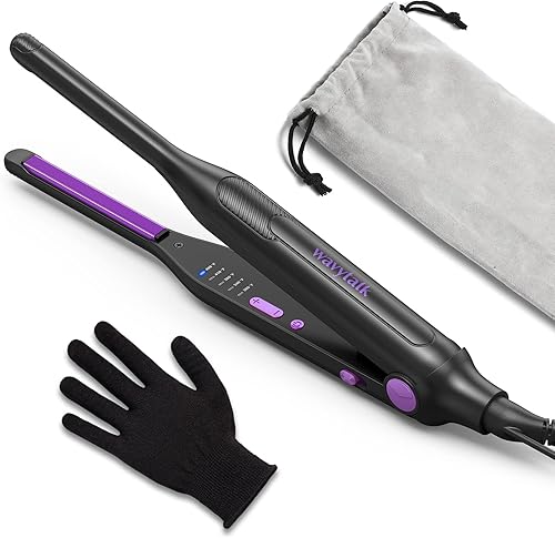 Wavytalk Plancha plana tipo lápiz de 310 pulgadas para cabello corto, corte Pixie y flequillo, mini plancha de pelo para bordes, plancha plana