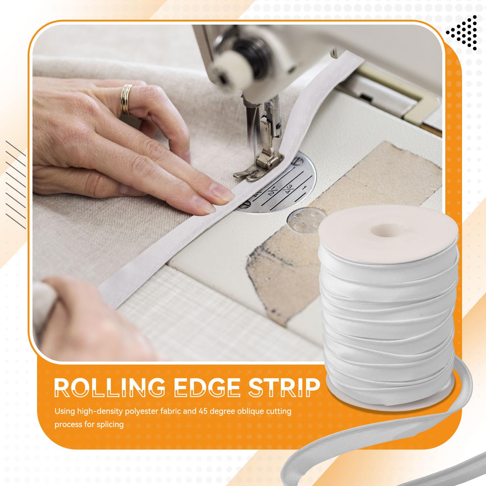 Piping Trim for Sewing, 1.4cm/ 55 Yards Crafts Piping Bias Tape Trim Fold Bias Tape Braid Piping Bias Satin Piping Trim Lip Cord Trim with Welting Cord for Table Cloth Refined Finishes (White)