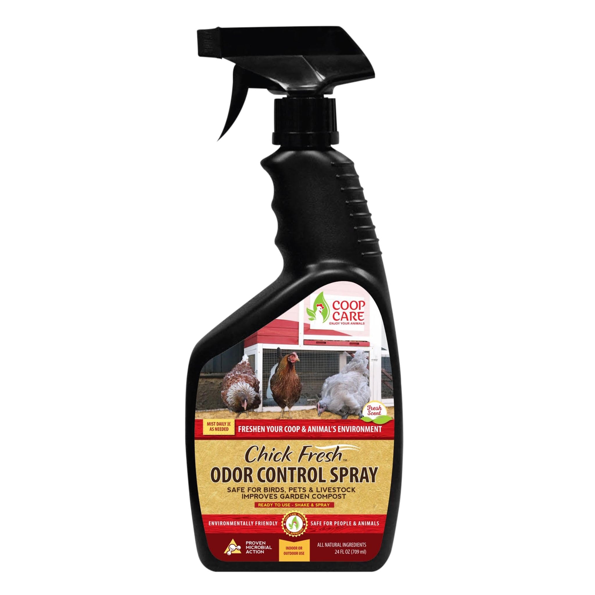 Chick Fresh - Odor Control Spray For Backyard Chickens. Eliminator of Chicken & Brooders Odor & Ammonia! 24 oz Spray Bottle