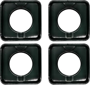 4X SGP-400 Porcelain Drip Pan 7.75" Square Gas Range Drip Pan