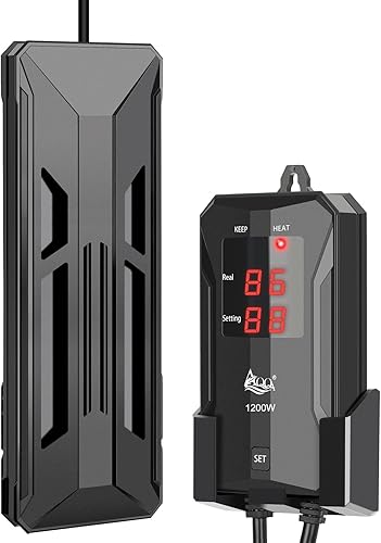 AQQA Calentador de acuario, calentador sumergible de acero inoxidable 316, calentamiento rápido de 59  a 93  Protección de seguridad a prueba de