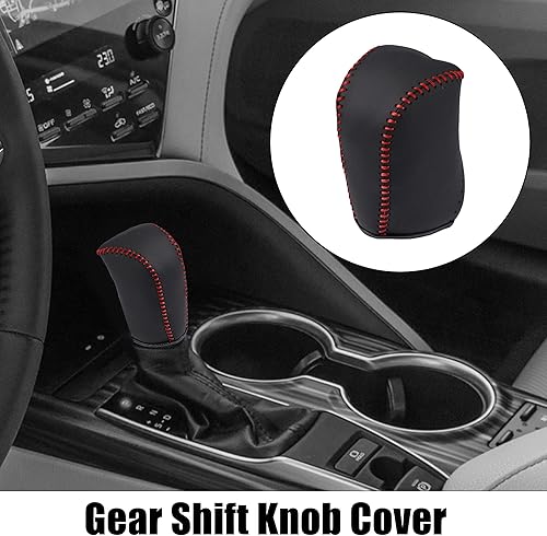 Miniatura 9 de X AUTOHAUX Cubierta de palanca de cambios de cuero genuino para Toyota Camry 2007-2011 línea negra