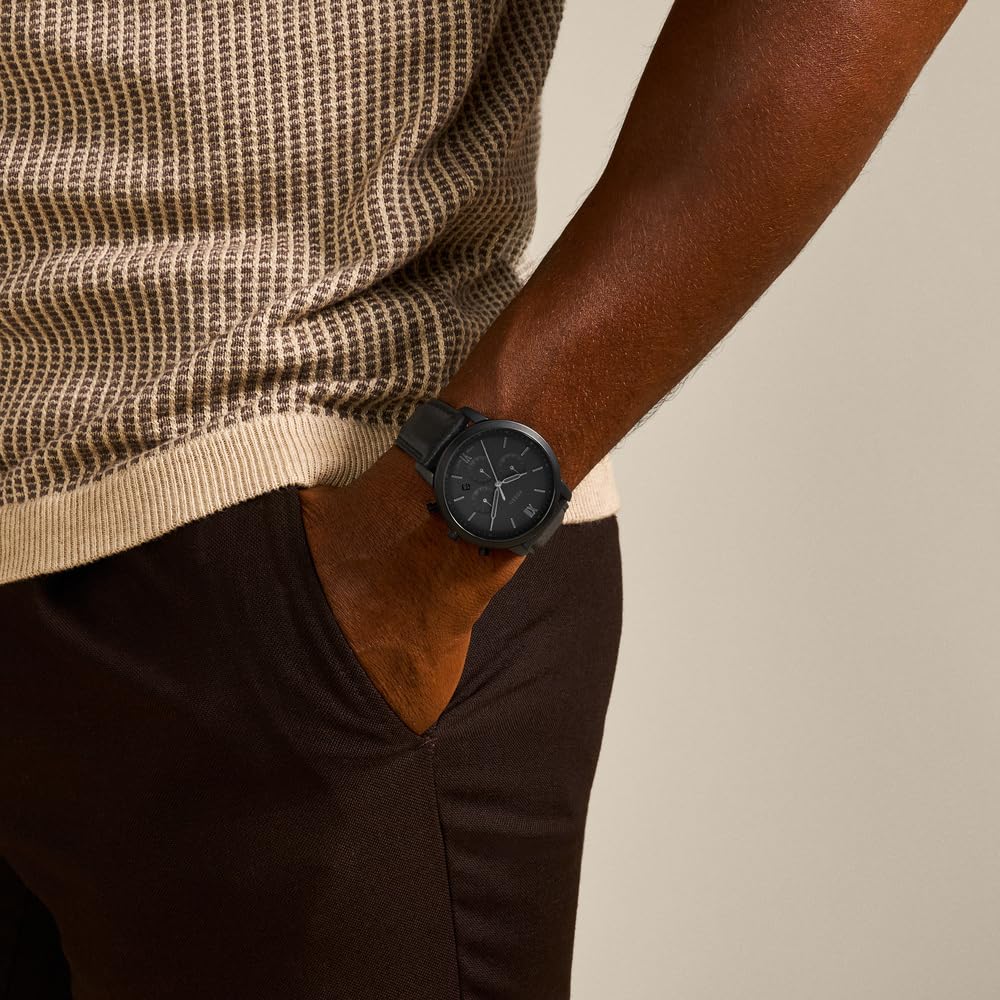Fossil Orologio Neutra da uomo, movimento cronografo al quarzo con cinturino in pelle