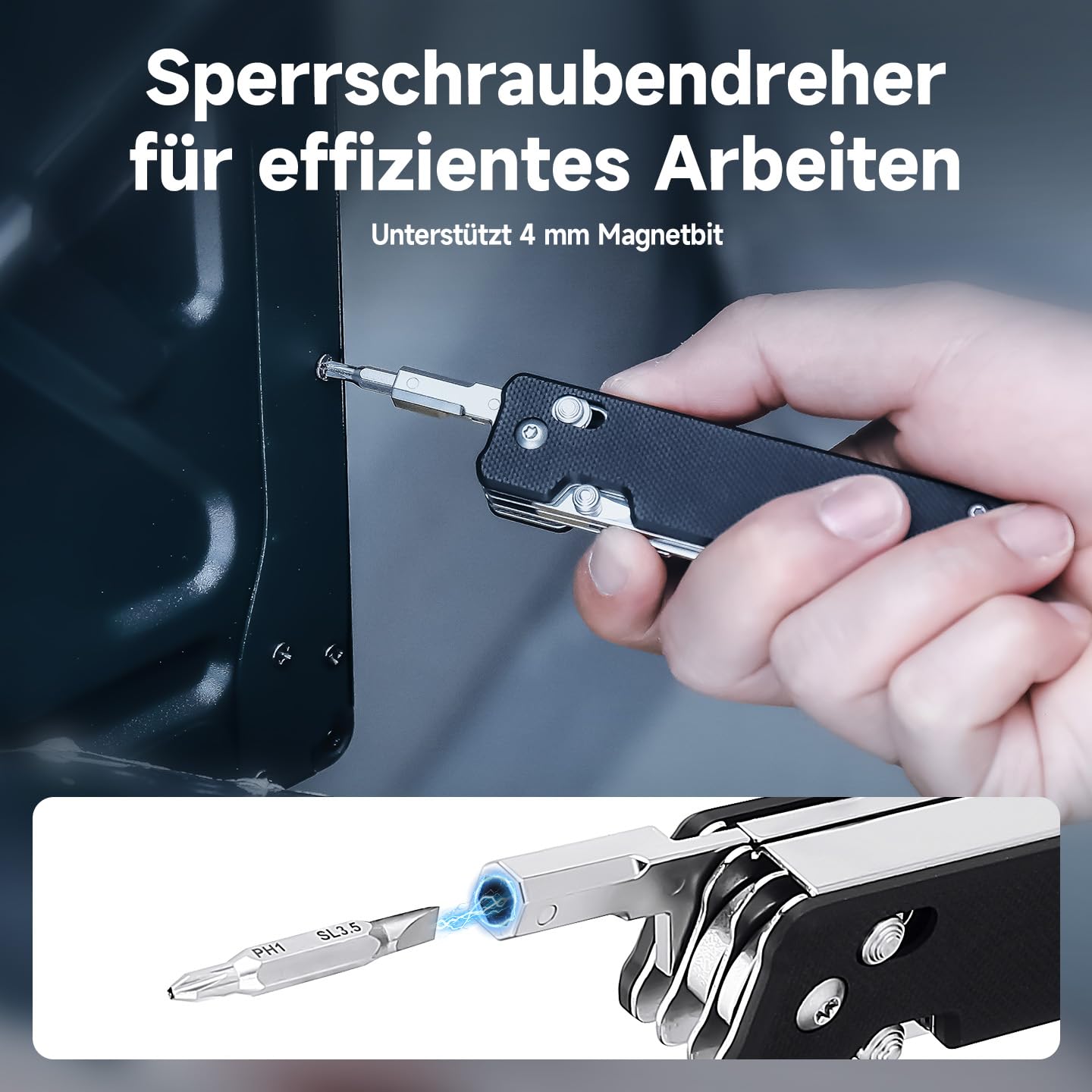 NexTool Multitool,Knight K30 Klappmesser mit Verriegelungsmechanismus,11-in-1 Multitool Werkzeug mit 14C28N Steel Knife,Zackenschere für EDC,Outdoor & DIY,Geschenk für Männer mit 4mm 10-in-1 Bit Set